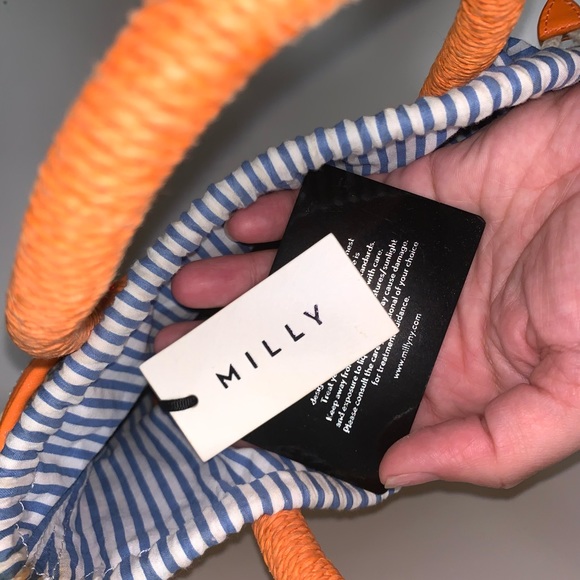 Milly New York Straw Bucket Handbag - Picture 3 of 6